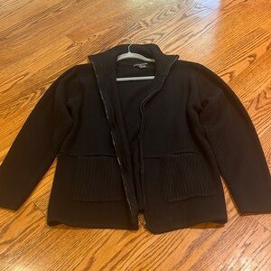 KC Collections Woman’s Black Sweater Zip Up Jacket Size L